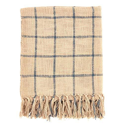 Fennco Styles Sevan Collection Rustic Checkered Tassel 100% Cotton 50 x 60 Inch Throw Natural Throw Blanket for Couch Bedroom and Living Room Décor Fennco Styles Sevan Collection Rustic Checkered Tassel 100% Cotton 50 x 60 Inch Throw Natural Throw Blanket for Couch Bedroom and Living Room Décor
